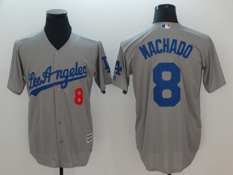 Men Los Angeles Dodgers #8 Machado Grey Game MLB Jerseys->kansas city chiefs->NFL Jersey